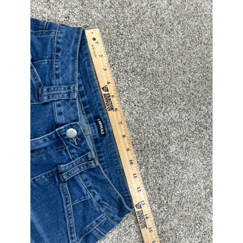 Flamingals Womens Wide Leg High Rise Raw Hem Jeans Medium Wash Blue Size S #0653 - Picture 4 of 7